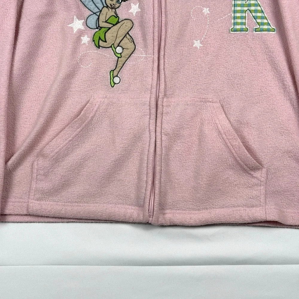 Disney Tinker Bell Pink Fleece Full Zip Womens Fleece Jacket Cardigan Sweater XL - Picture 4 of 12